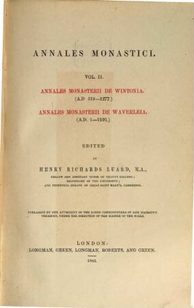 Annales monastici, 2. Annales monasterii de Wintonia [u.a.]