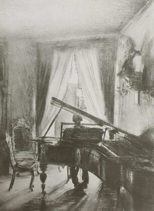 Krigar am Klavier : Menzel, Adolph von: Krigar am Klavier. Berlin, um 1872. Handzeichnung