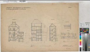 Arnsberg, Amtsgericht, Altbau, Schnitte und Lageplan