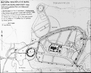 Bützow, Lageplan Burg und Stadt