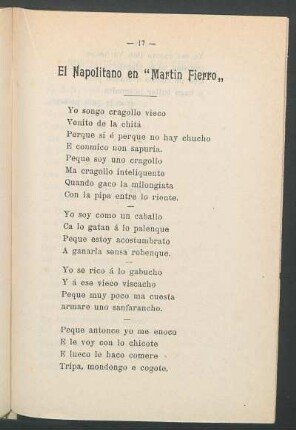 El napolitano en "Martin Fierro"