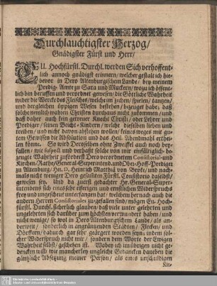 Durchlauchtigster Herzog, Gnädigster Fürst und Herr