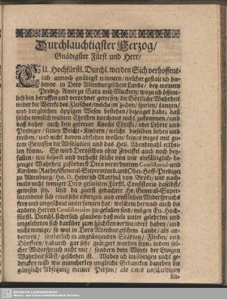 Durchlauchtigster Herzog, Gnädigster Fürst und Herr