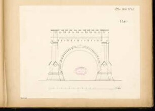 Tunnelportal Monatskonkurrenz Mai 1879: Aufriss Vorderansicht; Maßstabsleiste