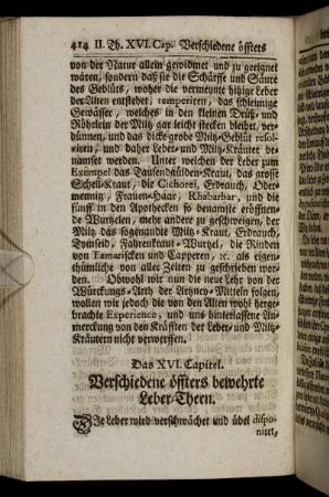 Das XVI. Capitel. Verschiedene öffters bewehrte Leber-Theen.