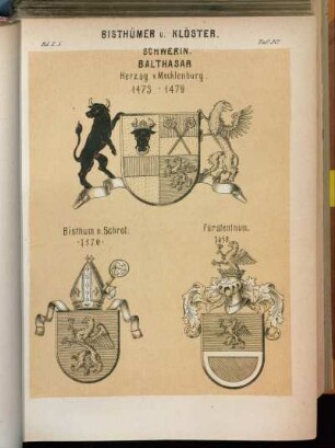 Taf. 30. Schwerin. - Balthasar Herzog v. Mecklenburg. 1473 - 1479 - Bisthum n. Schrot. 1576. - Fürstenthum. 1658
