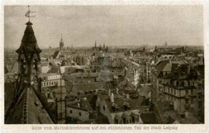 Blick vom Matthäikirchturm auf den südöstlichen Teil der Stadt Leipzig