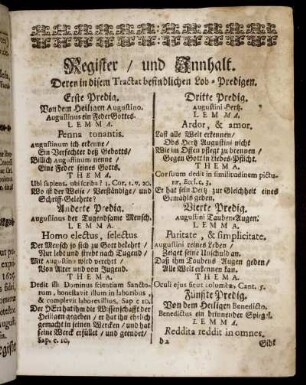 Register, und Innhalt