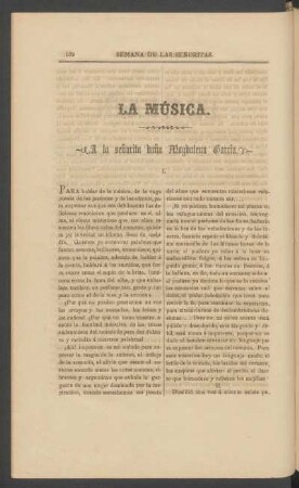 La música. : A la señorita doña Magdalena García.
