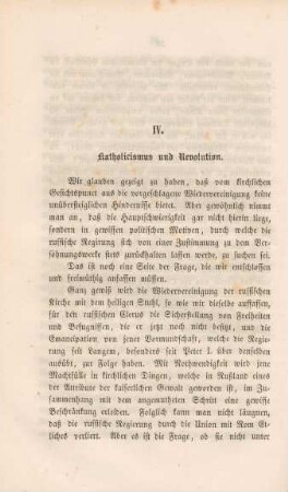 IV. Katholicismus und Revolution