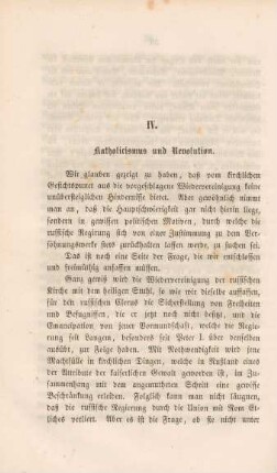 IV. Katholicismus und Revolution