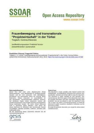 Frauenbewegung und transnationale "Projektwirtschaft" in der Türkei