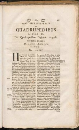 Historiae Naturalis de Quadrupedibus Liber III