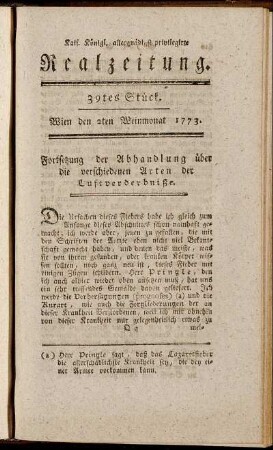 39tes Stück. Wien den 2ten Weinmonat 1773.