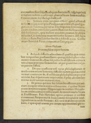 Zetema Physicum. De animae sede in corpore humano.