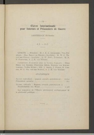 Etranger: Hollande (Amsterdam), Suisse (Bâle, Genève, Lausanne, Berne)