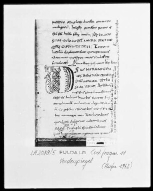 Pseudo Hieronymus, Breviarium in Psalmos — Initiale D (eus venerunt gentes), Folio Vorderspiegel