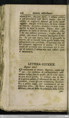 Lettera CCCXXIX. Signor mio!