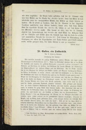 St. Gallen, ein Kutlurbild : (Fortsetzung statt Schluß)