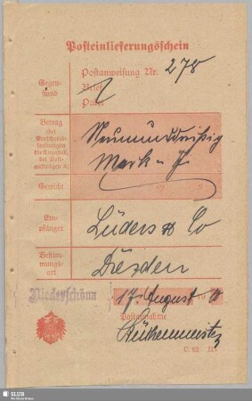 Lüders u. Co. Lack-Fabrik, Dresden-N. : Rechnung