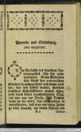 Vorrede und Einleitung, oder umgekehrt