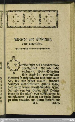 Vorrede und Einleitung, oder umgekehrt
