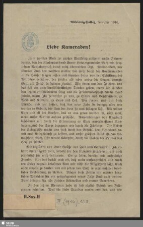 Liebe Kameraden!