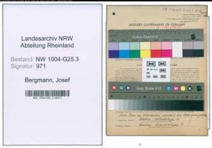 Entnazifizierung Josef Bergmann , geb. 12.04.1913 (Kaufmann)