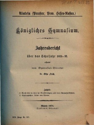 Jahresbericht : über das Schuljahr .... 1875/76
