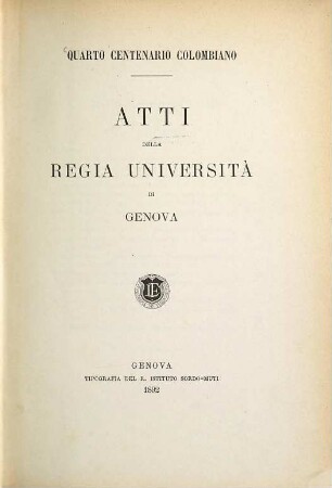 Atti della R. Università di Genova, 11. 1892