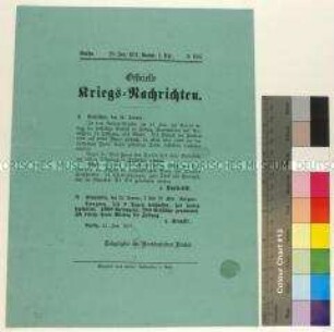 Kriegsdepesche des Norddeutschen Bundes über die Kriegsereignisse vom 19. bis 24. Januar 1871 bei Paris Besançon und Longwy