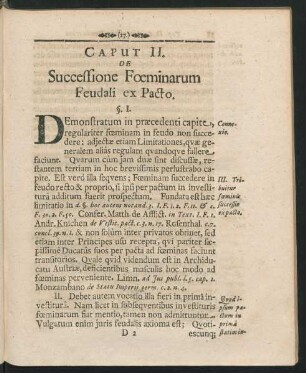 Caput II. De Successione Foeminarum Feudali ex Pacto.