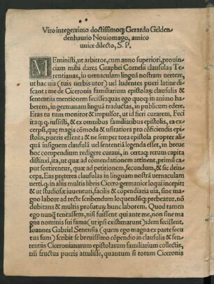 Viro integerrimo doctissimoque Gerardo Geldenhaurio Noviomago, amico unice dilecto, S. P.