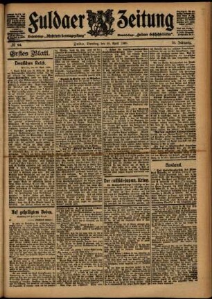 Erste Ausgabe vom Dienstag, den 25. April 1905.