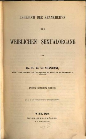 Lehrbuch der Krankheiten der weiblichen Sexualorgane : (Mit 39 in d. Text eingedruckten Holzschnitten)