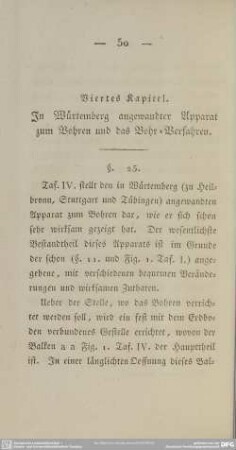 Viertes Kapitel. In Würtemberg angewandter Apparat zum Bohren und das Bohr-Verfahren