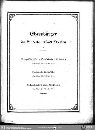 Ehrenbürger der Landeshauptstadt Dresden