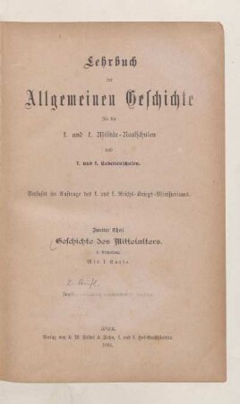 Abth. 2, [Schülerband]: [Abth. 2, [Schülerband]] : für die k.u.k. Militär-Realschulen und k.u.k. Cadettenschulen