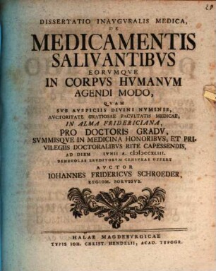 Dissertatio Inavgvralis Medica, De Medicamentis Salivantibvs Eorvmqve In Corpvs Hvmanvm Agendi Modo