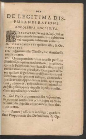De Legitima Disputandi Ratione Rodolphus Goclenius.