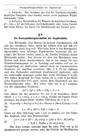 § 9. Die Brennpunktseigenschaften der Kegelschnitte.