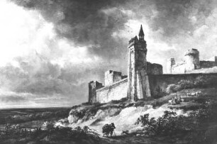 Weite Landschaft mit Festung