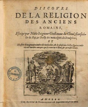 Discovrs de la religion des anciens Romains