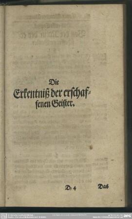 Die Erkentniß der erschaffenen Geister