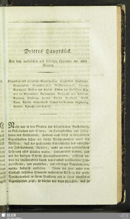 Drittes Hauptstück. Von dem natürlichen und sittlichen Charakter der alten Slawen