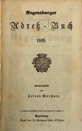 Regensburger Adreß-Buch. 1865, 1865