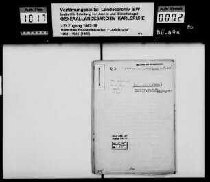 Homburger, David, Ludwig Dr. Theo und Gustav Erwerber: Bad. Landeskreditanstalt und Land Baden Lagerbuch-Nr. 128 Karlsruhe