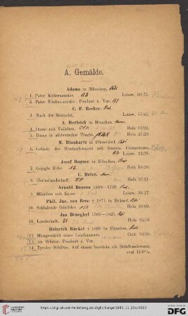 A. Gemälde (Nr. 1 - 192)