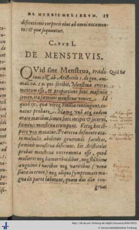 Caput I. De Menstruis.