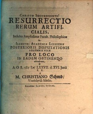 Resurrectio rerum artificialis